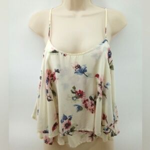 Hollister Feminine Floral Layers Top 100% Viscose S Summer Spring Beach Date